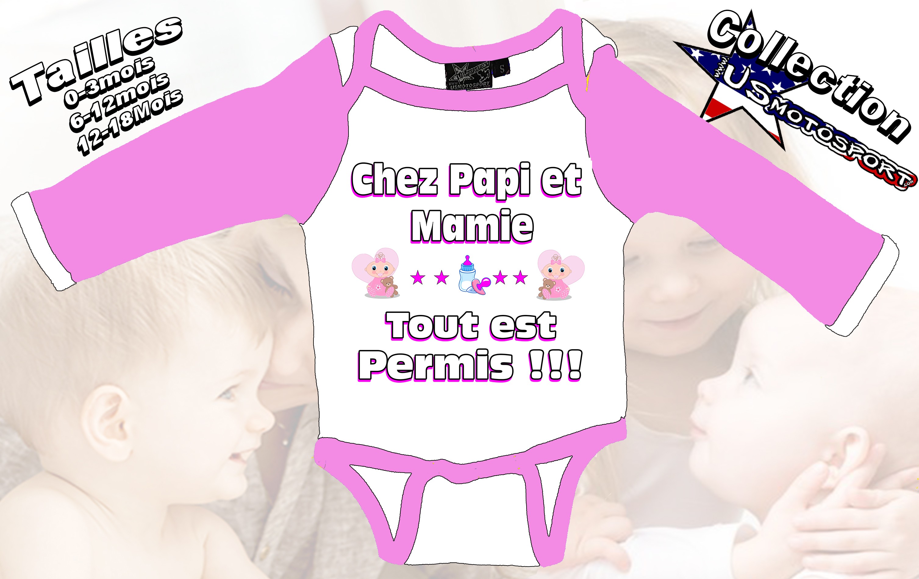 Body Bebe Humour Rose Chez Papi Et Mamie Tout Est Permis